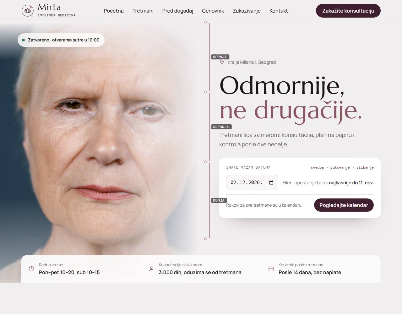 Primer sajta — ordinacije estetske medicine