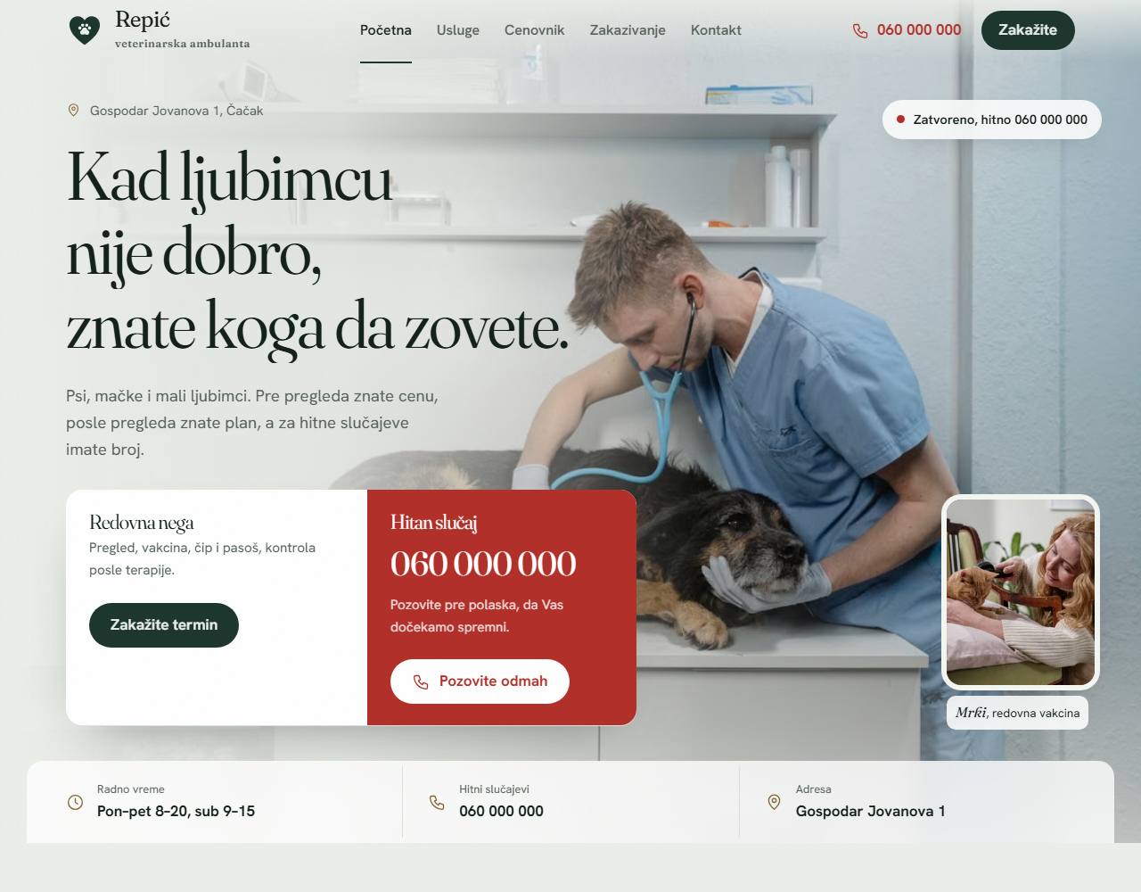 Primer sajta — veterinarske ambulante