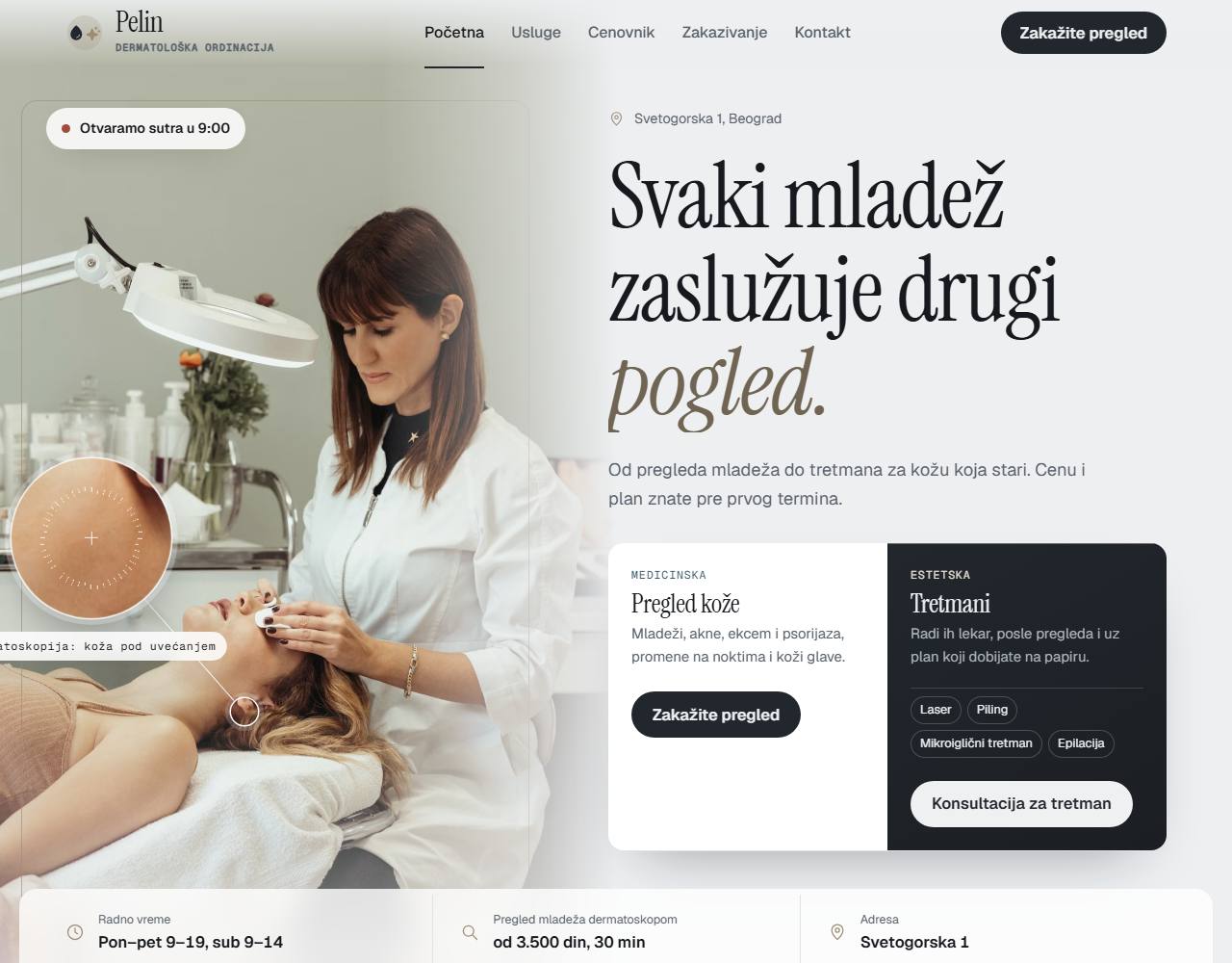Primer sajta — dermatološke ordinacije